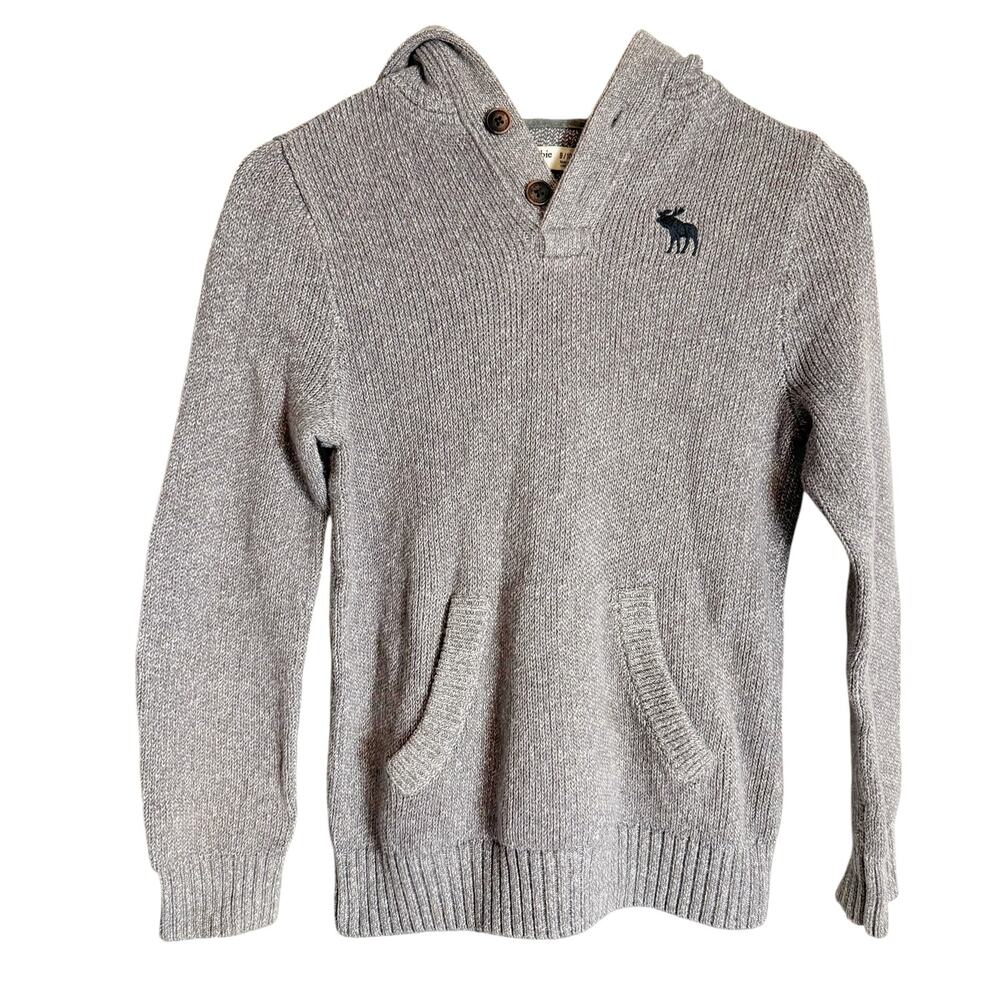 Abercrombie Kids Gray Knit Hooded Long Sleeve Preppy School Sweater Boy’s 10
